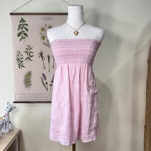 Vintage Y2k Juicy Couture Eyelet Smocked Strapless Mini Dress Coquette Dolly S